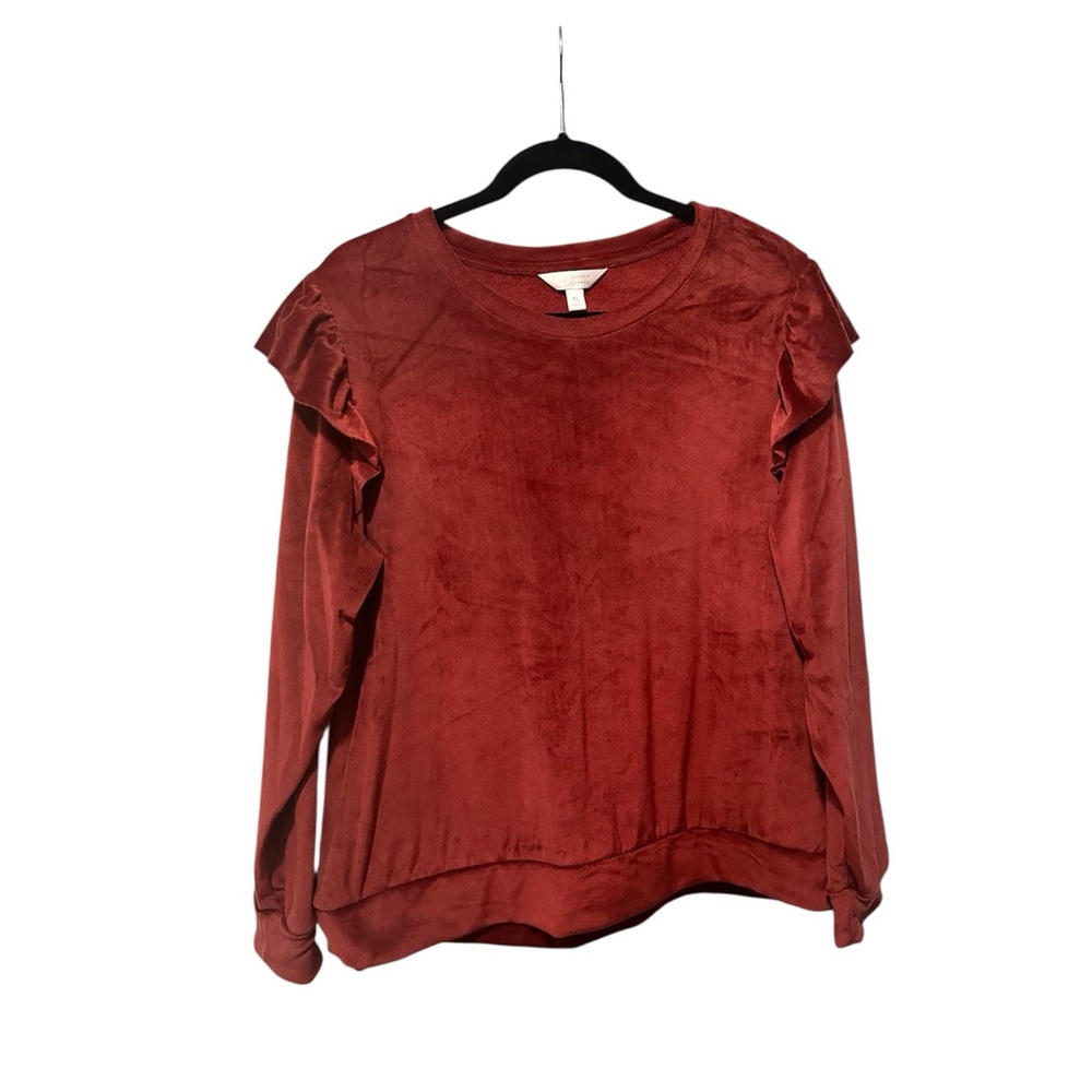 LC Lauren Conrad Red Blouse with Ruffle Detail XL